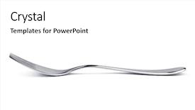  Presentation with spoon - Theme having silverware - fork isolated on white background and a white colored foreground