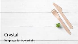  Presentation with space - Slide deck featuring silverware of wood parsley text background and a white colored foreground