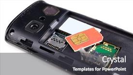  Presentation with smart card - Colorful PPT layouts enhanced with sim card and smart phone backdrop and a dark gray colored foreground