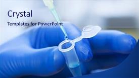  Presentation with pipette - Audience pleasing presentation consisting of similar - sample tubes in female hands backdrop and a sky blue colored foreground