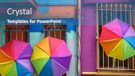  Presentation with residential - PPT layouts with similar-colorful-umbrellas-hanging background and a teal colored foreground