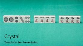  Presentation with mahjong - Colorful PPT theme enhanced with similarin game - smooth table surface backdrop and a teal colored foreground