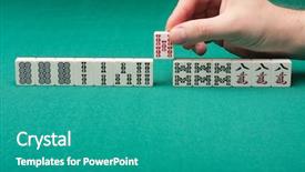 Presentation with mahjong - Audience pleasing PPT theme consisting of leading dice - smooth table surface backdrop and a teal colored foreground