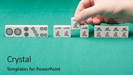  Presentation with mahjong - Presentation theme featuring leading dice - smooth table surface background and a teal colored foreground
