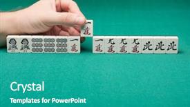  Presentation with mahjong - Slide set consisting of leading dice - smooth table surface background and a teal colored foreground