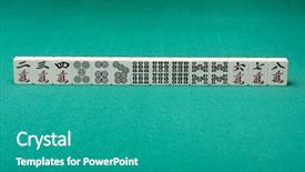  Presentation with mahjong - PPT theme featuring similarin game - smooth table surface background and a teal colored foreground