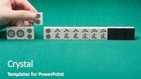  Presentation with mahjong - PPT theme consisting of little baby boy walk first background and a light gray colored foreground.