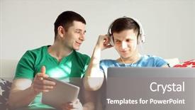 Presentation with two men on a judo - Audience pleasing slides consisting of similarin game - two handsome young men sitting backdrop and a  colored foreground