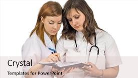  Presentation with nurse discussing family - Slide set enhanced with similar images of this medical background and a lemonade colored foreground