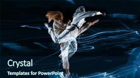  Presentation with taekwondo - Audience pleasing presentation theme consisting of similarity - woman in kimono practicing taekwondo backdrop and a navy blue colored foreground