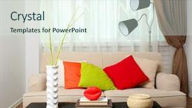  Presentation with living room - PPT layouts with simlpy - modern living room interior background and a sky blue colored foreground