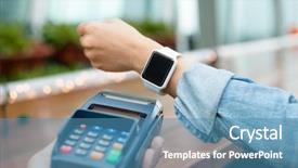  Presentation with nfc technology - Cool new presentation theme with simly - woman using smart phone backdrop and a teal colored foreground