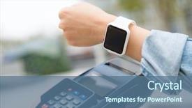  Presentation with smart watch red - Presentation consisting of simly - woman using smart watch background and a ocean colored foreground