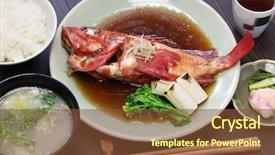  Presentation with biology rice - Beautiful slide deck featuring simmered kinki rockfish with rice backdrop and a  colored foreground