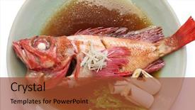  Presentation with soy - Slide deck with simmered kinki rockfish with sweetened background and a  colored foreground