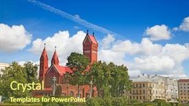  Presentation with catholic 16 chapel - Audience pleasing slide deck consisting of simon and st elena minsk backdrop and a tawny brown colored foreground