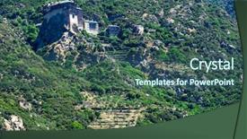  Presentation with monastery - Presentation enhanced with simonopetra monastery athos peninsula mount background and a ocean colored foreground