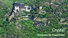  Presentation with monastery - PPT layouts enhanced with simonopetra monastery athos peninsula mount background and a ocean colored foreground