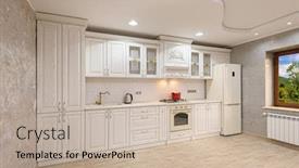  Presentation with luxury - Colorful slide deck enhanced with simple and luxury modern white beige kitchen interior backdrop and a mint green colored foreground