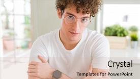  Presentation with glasses - Presentation theme with simple and natural with cross background and a soft green colored foreground