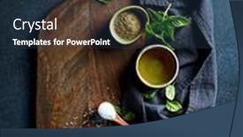  Presentation with basil seeds - Presentation theme with simple-arrangement-of-fresh-basil background and a tawny brown colored foreground