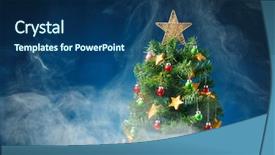  Presentation with frost border on ice christmas - Colorful PPT theme enhanced with simple bachground light colour - christmas tree in ice fog backdrop and a  colored foreground