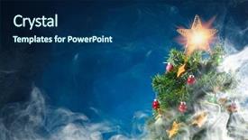  Presentation with ice blue - Beautiful slide set featuring simple bachground light colour - christmas tree in ice fog backdrop and a navy blue colored foreground