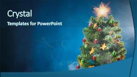  Presentation with frost border on ice christmas - Theme featuring simple bachground light colour - christmas tree in ice fog background and a ocean colored foreground