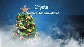  Presentation with ice blue - Colorful PPT layouts enhanced with simple bachground light colour - christmas tree in ice fog backdrop and a ocean colored foreground