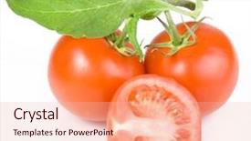  Presentation with cherry - Colorful slide set enhanced with simple bachground light colour agticulture - cherry tomatoes isolated over white backdrop and a  colored foreground