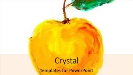  Presentation with apple - Presentation theme enhanced with simple bachground light colour agticulture - painted yellow apple isolated background and a light gray colored foreground