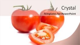  Presentation with tomato - PPT theme with simple bachground light colour agticulture - red tomato vegetable with cut background and a  colored foreground