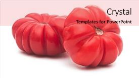  Presentation with tomato ketchup single red - Amazing slide set having simple bachground light colour agticulture - two red ripe tomatoes isolated backdrop and a  colored foreground