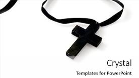  Presentation with black cross - Beautiful PPT theme featuring simple black wooden cross backdrop and a white colored foreground