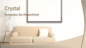  Presentation with picture frame - Beautiful presentation theme featuring simple blank - beige couch with lamp backdrop and a cream colored foreground