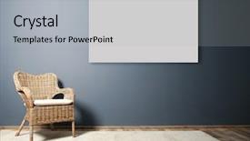  Presentation with square wall frame - Beautiful presentation theme featuring simple blank - wicker chair and empty picture backdrop and a light gray colored foreground