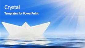  Presentation with water ship - Beautiful presentation theme featuring simple boat - concept paper ship in water backdrop and a  colored foreground