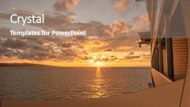  Presentation with sailing ship - Colorful theme enhanced with simple boat - cruise ship sailing towards backdrop and a coral colored foreground