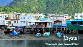  Presentation with simple japan hong kong - PPT theme consisting of simple boat - fishing village tai o background and a  colored foreground