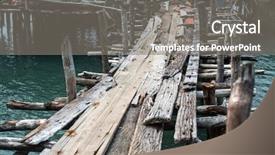  Presentation with wood planks - PPT theme having simple boat - pier made of wooden planks background and a gray colored foreground