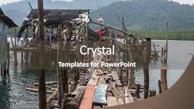  Presentation with fishing boat - Cool new slides with simple boat - pier of wooden planks backdrop and a  colored foreground