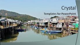  Presentation with fishing boat - Presentation featuring simple boat - tai o fishing village background and a  colored foreground