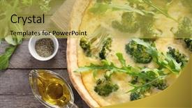  Presentation with wooden - Audience pleasing theme consisting of simple boat - tasty broccoli quiche on wooden backdrop and a  colored foreground