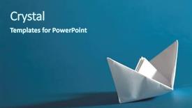  Presentation with yacht - Amazing slide set having simple boat - white paper yacht with shadow backdrop and a ocean colored foreground