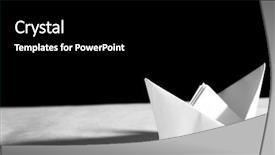  Presentation with black paper - Presentation theme with simple boat - white paper yacht with shadow background and a  colored foreground