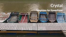  Presentation with simple - Audience pleasing slide deck consisting of simple boats at the jetty backdrop and a tawny brown colored foreground