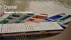  Presentation with simple - Cool new theme with simple boats at the jetty backdrop and a coral colored foreground