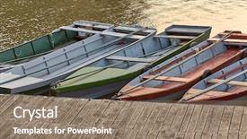  Presentation with simple - Audience pleasing theme consisting of simple boats at the jetty backdrop and a coral colored foreground