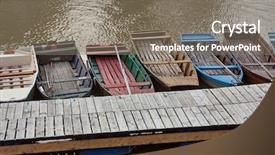  Presentation with greenn simple - PPT theme consisting of simple boats at the jetty background and a gray colored foreground