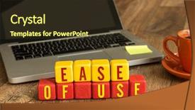  Presentation with cube - Presentation theme consisting of ease of use written background and a tawny brown colored foreground